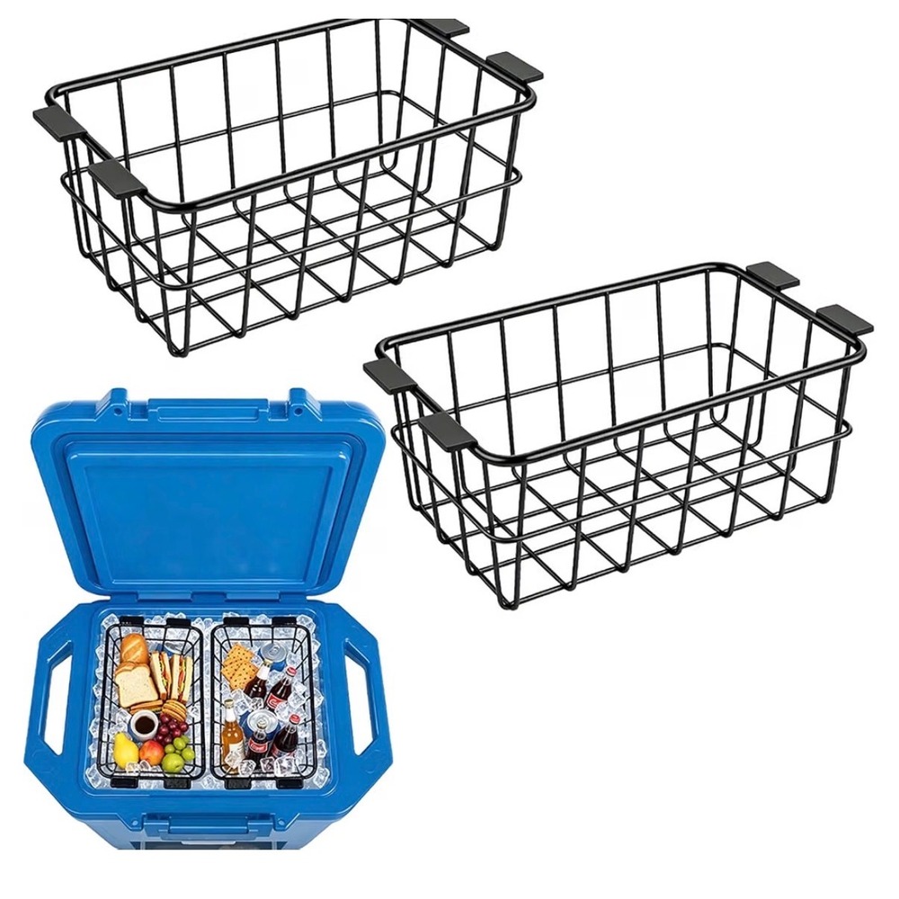 Set of 2 Wire Cooler Basket Organizers Hanging Storage Bins for Camping 12.5x6.5